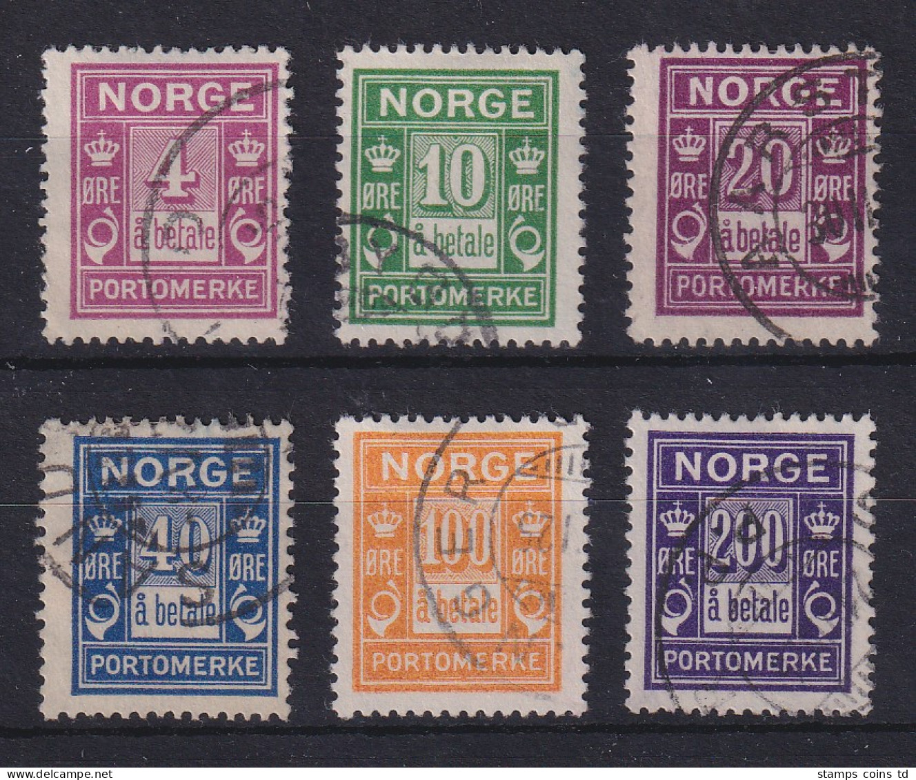 Norwegen Portomarken  Mi.-Nr. 7-12 Satz  Gestempelt - Autres & Non Classés