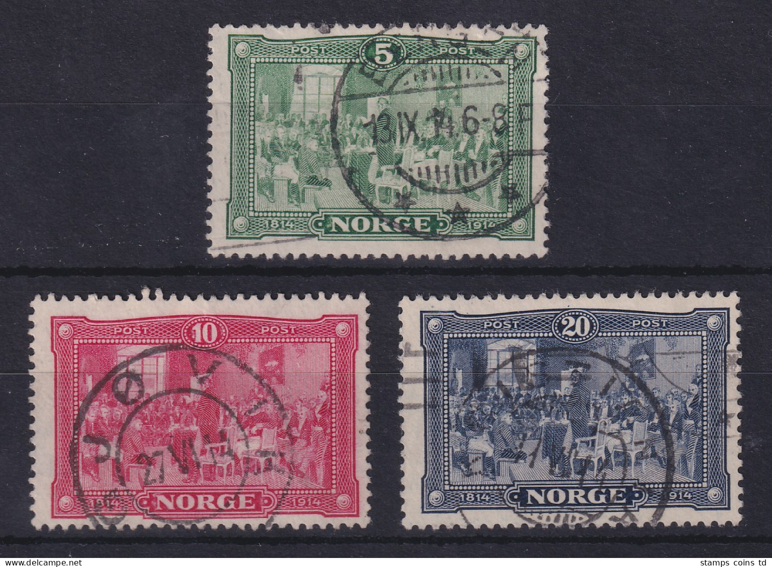 Norwegen 1914  100 Jahre Unabhängigkeit Mi.-Nr. 93-95 Satz Kpl. Gestempelt - Other & Unclassified