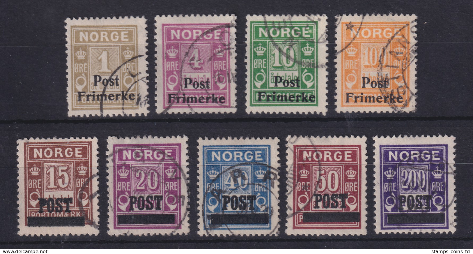 Norwegen 1929 Portomarken Mit Aufdruck Mi.-Nr. 141-49 Satz Kpl. Gestempelt - Other & Unclassified