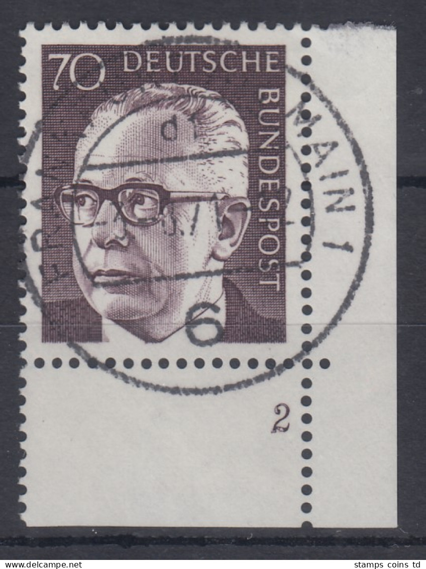 Bund 1970 Heinemann 70Pfg Mi.-Nr. 641 Eckrandstück Mit Formnummer 2 Gestempelt - Used Stamps