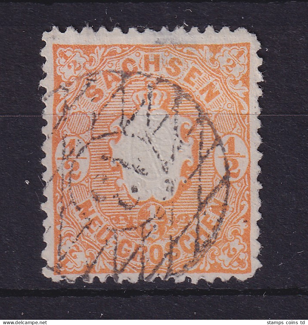 Sachsen Staatswappen 1/2 Ngr  Mi.-Nr. 15 D Mit Nr.-O 13 Schneeberg - Sachsen