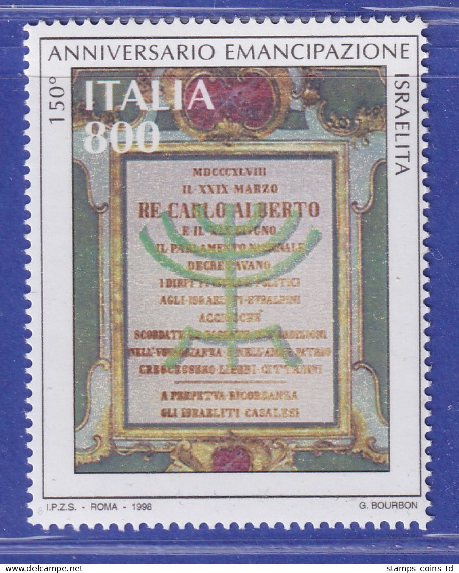 Italien 1998 Gedenktafel Mit Gesetzestext An Der Alten Synagoge Mi.-Nr. 2553 ** - Unclassified