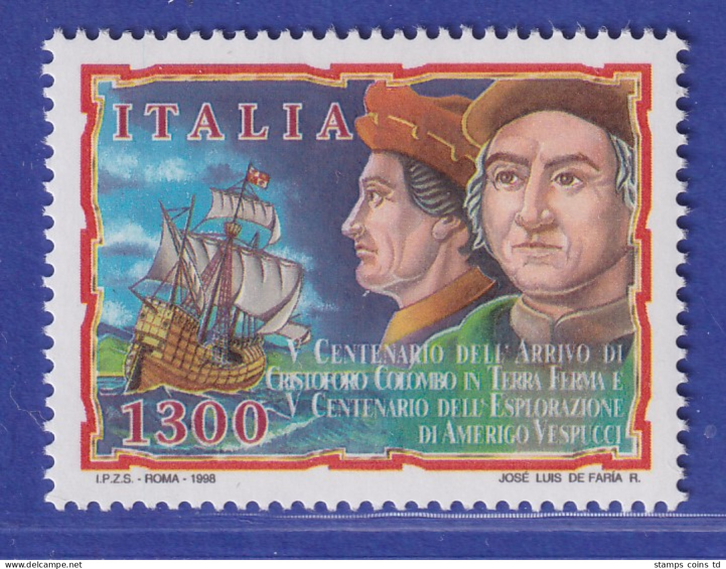 Italien 1998 Christoph Kolumbus Und Amerigo Vespucci, Seefahrer  Mi.-Nr. 2585 ** - Ohne Zuordnung