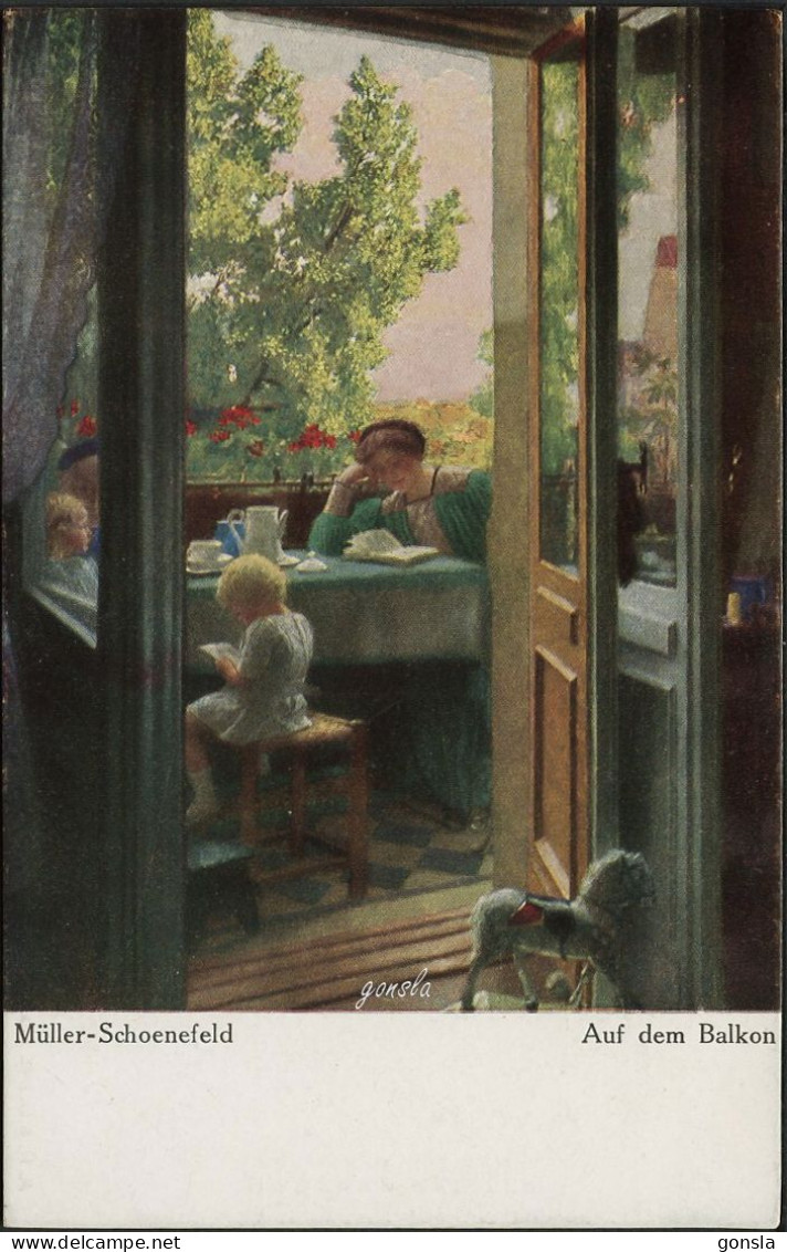 MÜLLER-SCHOENEFELD 1917 "Auf Dem Balcon" - Pittura & Quadri