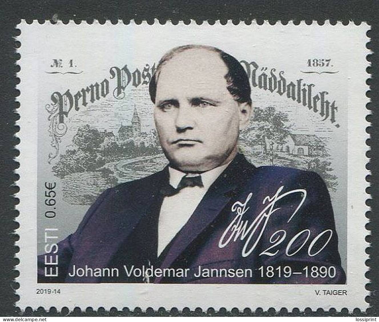 Estonia:Unused Stamp Johann Voldemar Jannsen 200 Years From Birth, 2019, MNH - Estonia