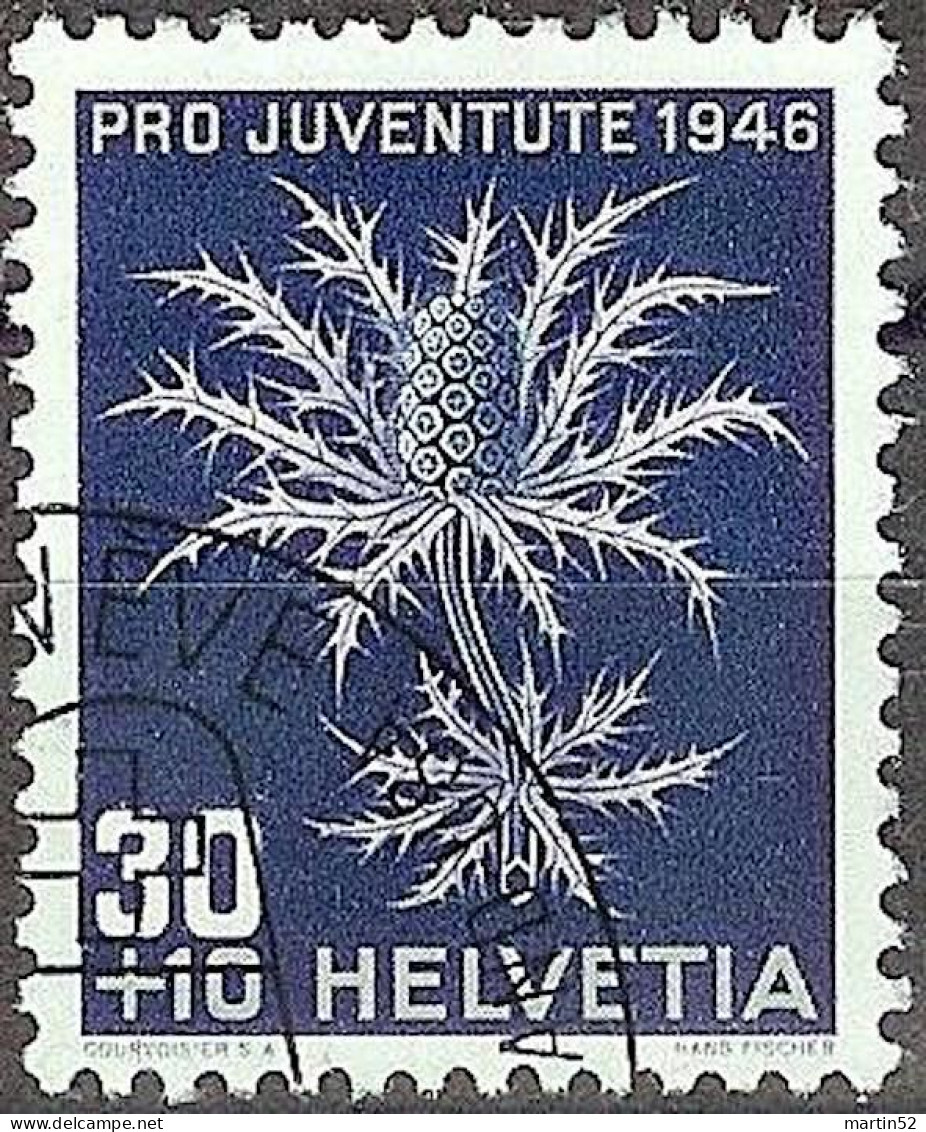 Schweiz Pro Juventute 1946: Eryngium Alpinum Zu WI 120 Mi 478 Yv 436 Mit ⊙ GENÈVE 2.V.47 MAIDEN VOYAGE (Zu CHF 12.00) - Used Stamps