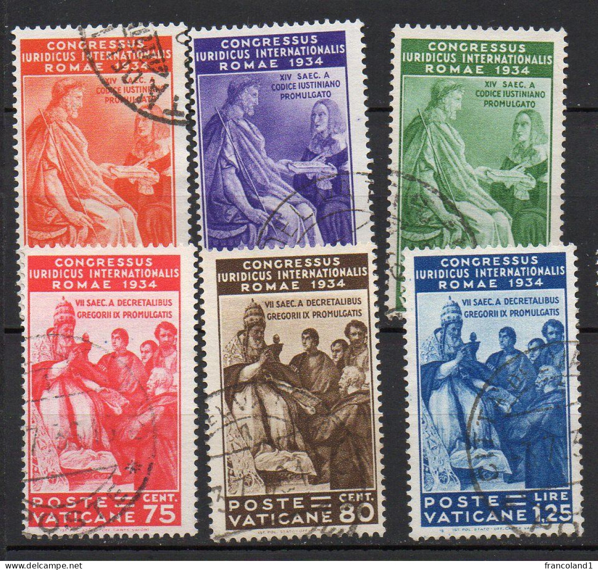 1935 Vaticano Congresso Giuridico N. 41 - 46 Serie Completa Timbrata Used Sassone 275 Euro - Oblitérés