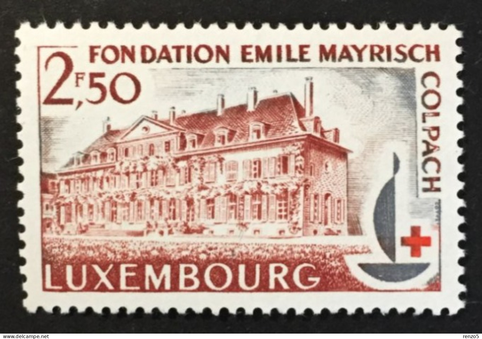 1963 Luxembourg - Colpach Castle And The Centenary Emblem Red Cross - Unused ( Imperfect Gum ) - Ongebruikt