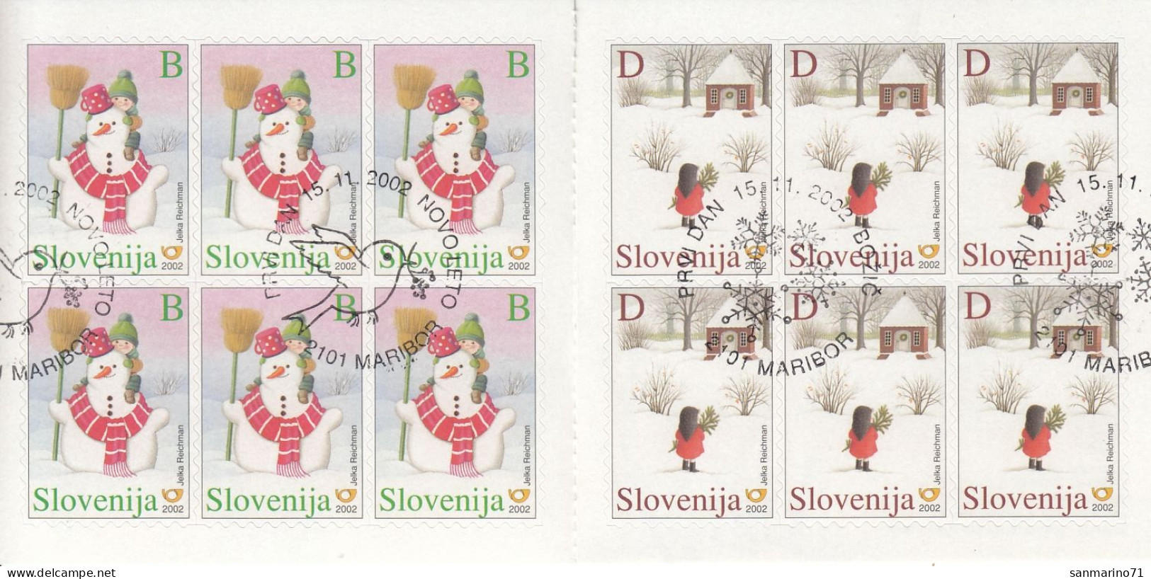 SLOVENIA 413-414,used,hinged,Christmas 2002,carnet - Slovénie