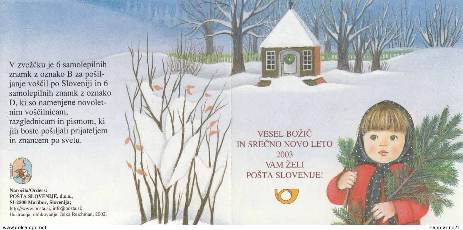 SLOVENIA 413-414,used,hinged,Christmas 2002,carnet - Eslovenia