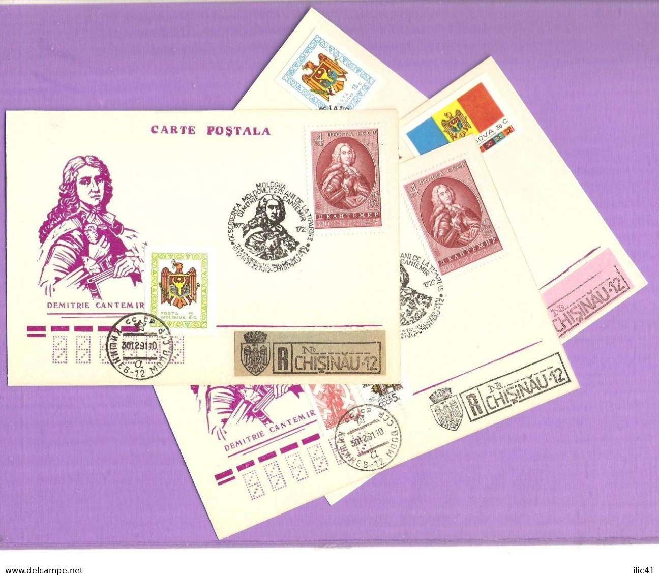 Moldova Moldovia 1991  4 Postage Card Special Cancellation. Dmitry Kentemir - Moldawien (Moldau)