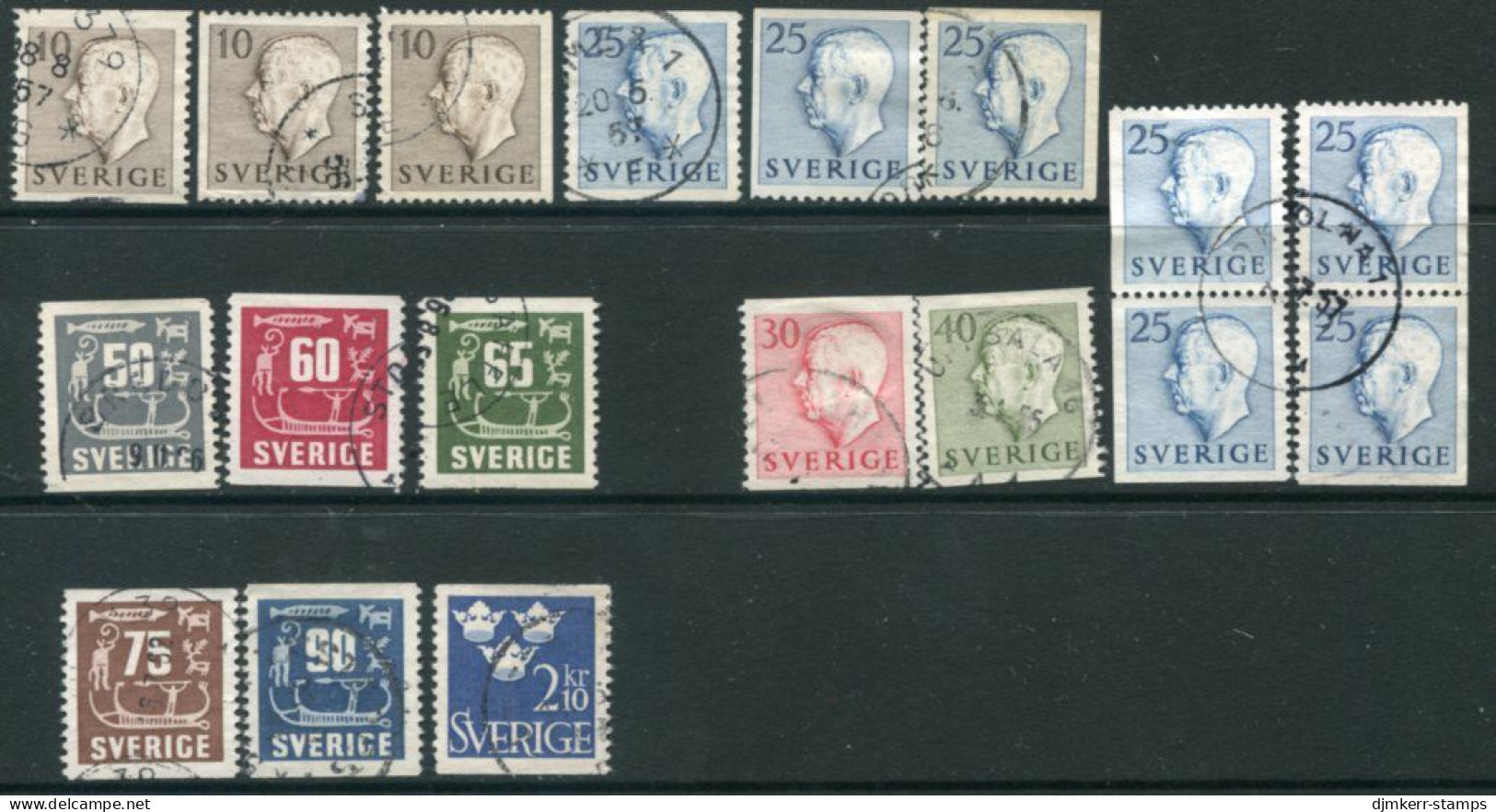 SWEDEN 1954 Complete Definitive Issues Used.  Michel 390-93, 396-401 - Gebruikt