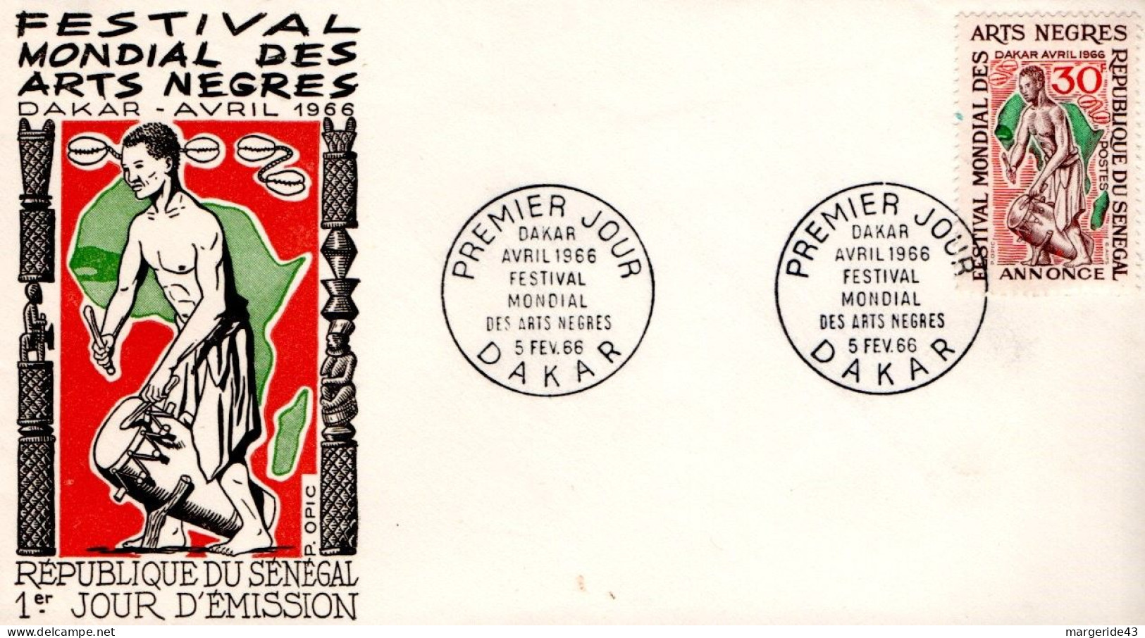 SENEGAL FDC 1966 FESTIVAL DES ARTS NEGRES DE DAKAR - Sénégal (1960-...)