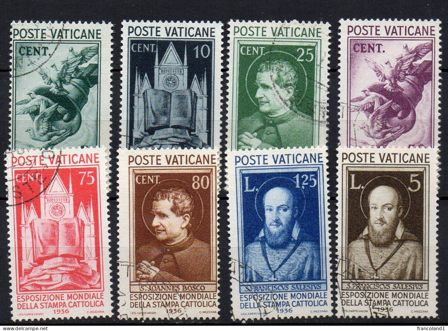 1936 Stampa Cattolica N. 47 - 54 Timbrata Used Serie Completa Sassone 185 € - Oblitérés