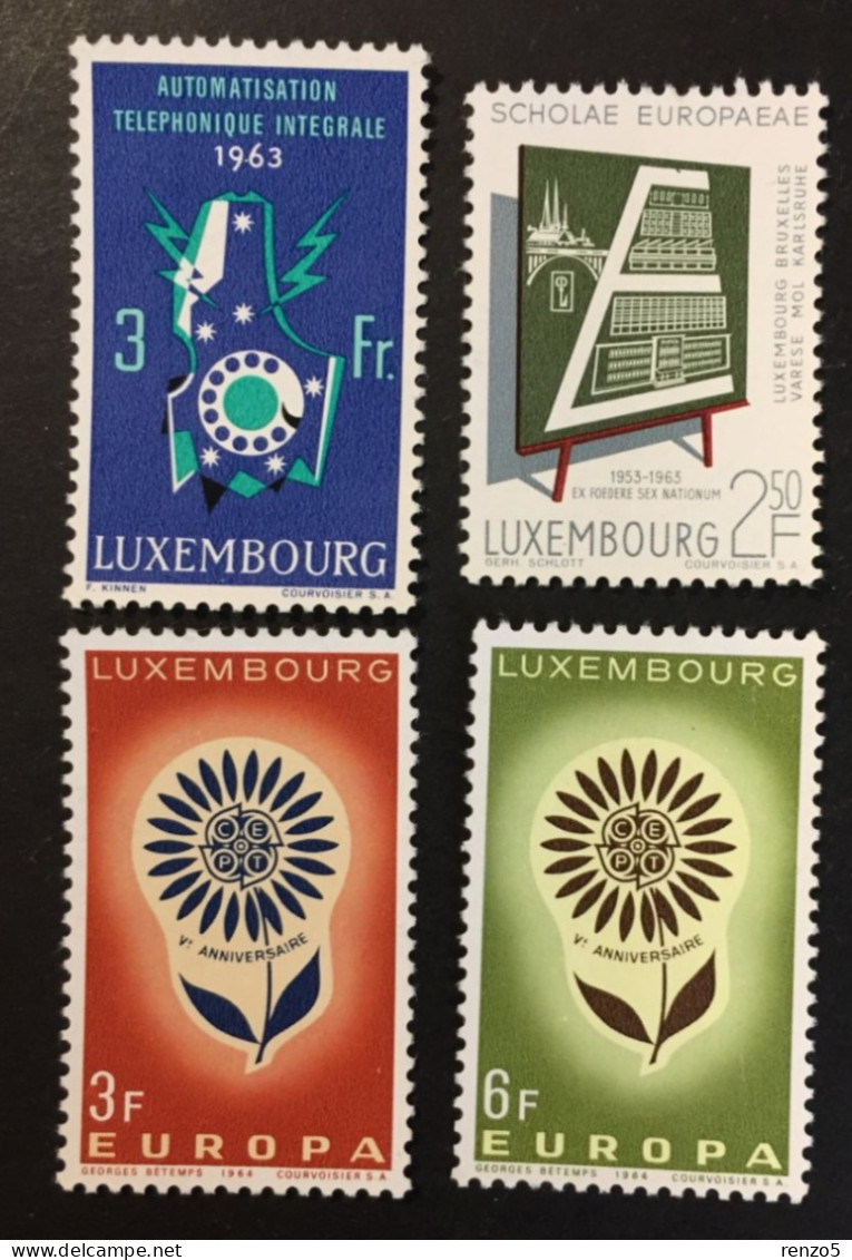 1963 /64 Luxembourg - Europa CEPT . 10th Anniversary Of European Schools, Telephone System - Unused ( No Gum ) - Unused Stamps