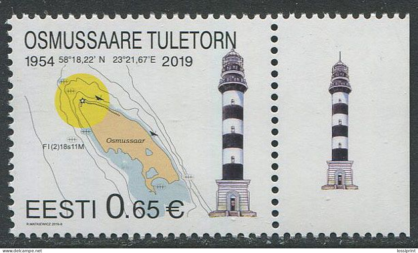 Estonia:Unused Stamp Osmussaare Lighthouse, 2019, MNH - Estonia