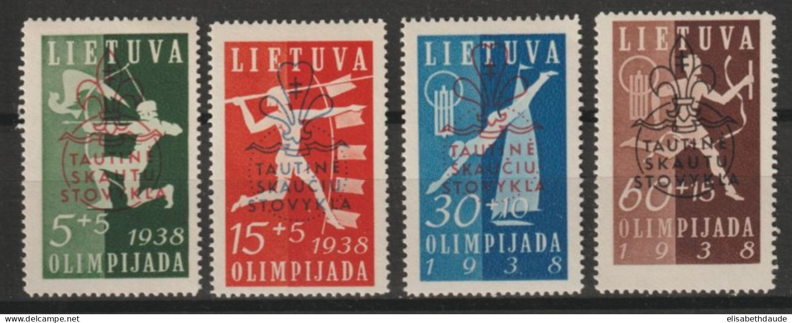 1938 - LITUANIE - SERIE COMPLETE JAMBOREE N° 365A/365D ** MNH (365B * MLH) - COTE = 93 EUR. - Lithuania