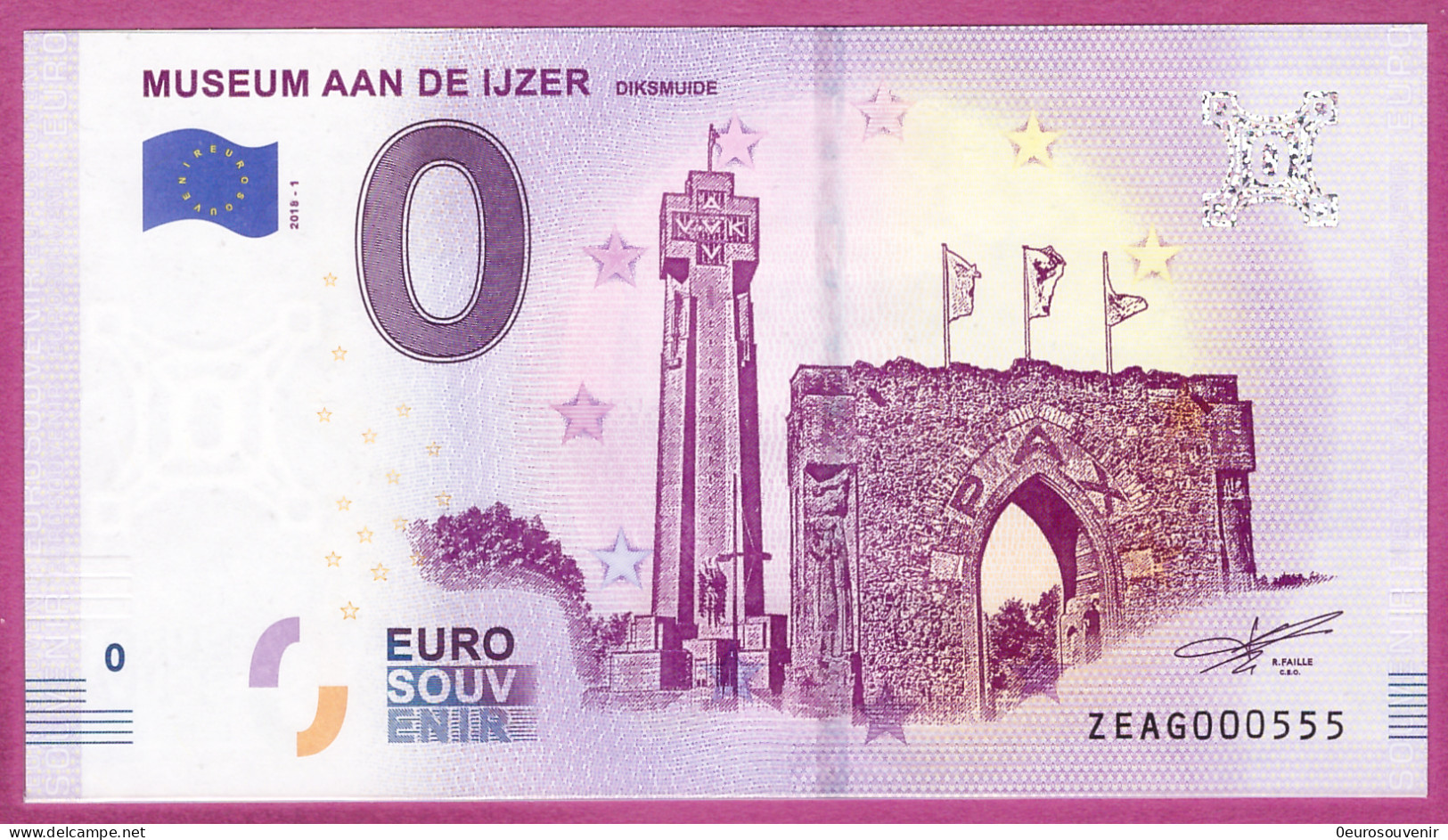 0-Euro ZEAG 2018-1 # 555 ! MUSEUM AAN DE IJZER - DIKSMUIDE - Essais Privés / Non-officiels