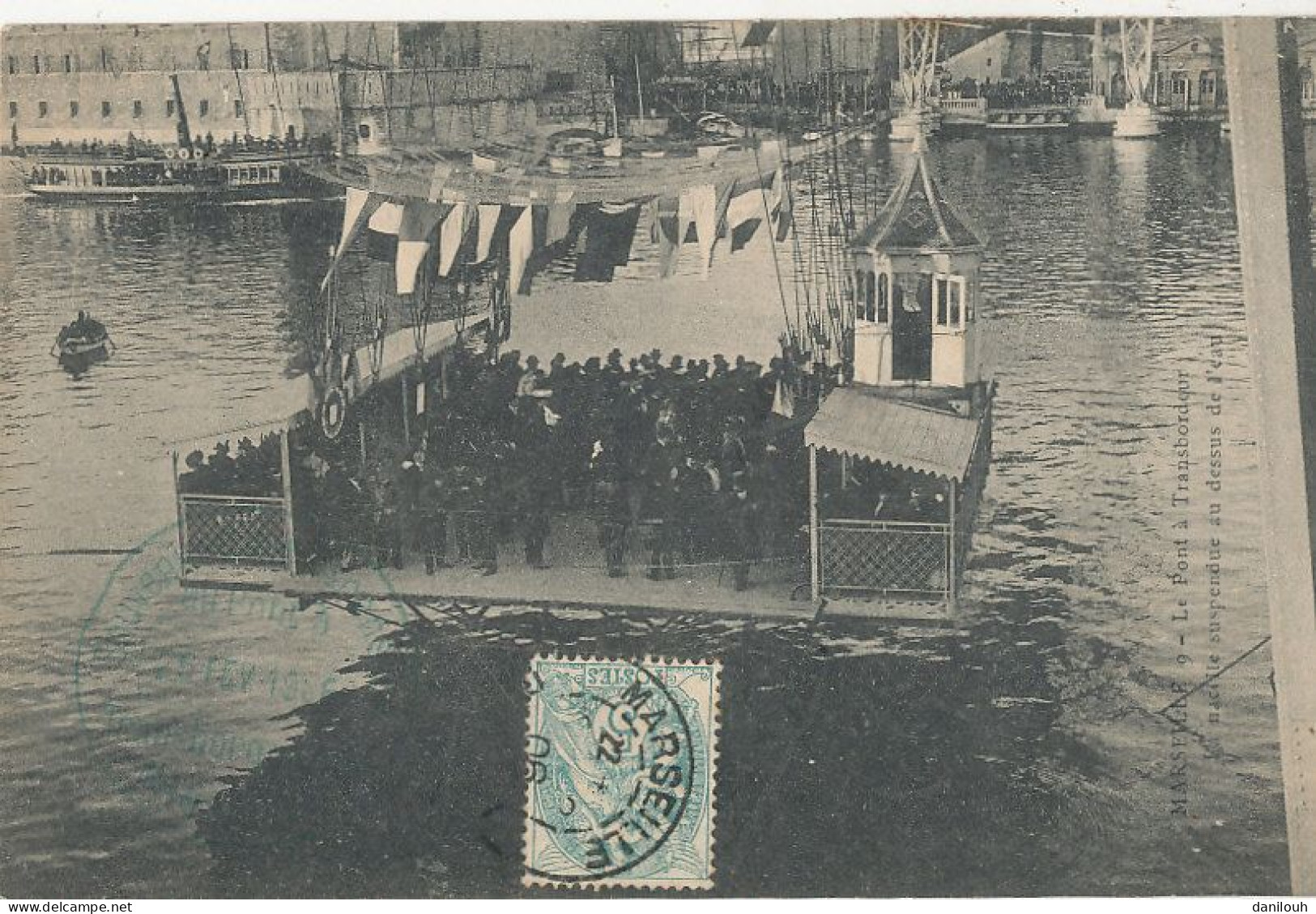 13 // MARSEILLE   Le Pont Transbordeur   Nacelle Au Dessus De L'eau / Timbre Exposition Coloniale 1906 Au Verso - Vieux Port, Saint Victor, Le Panier