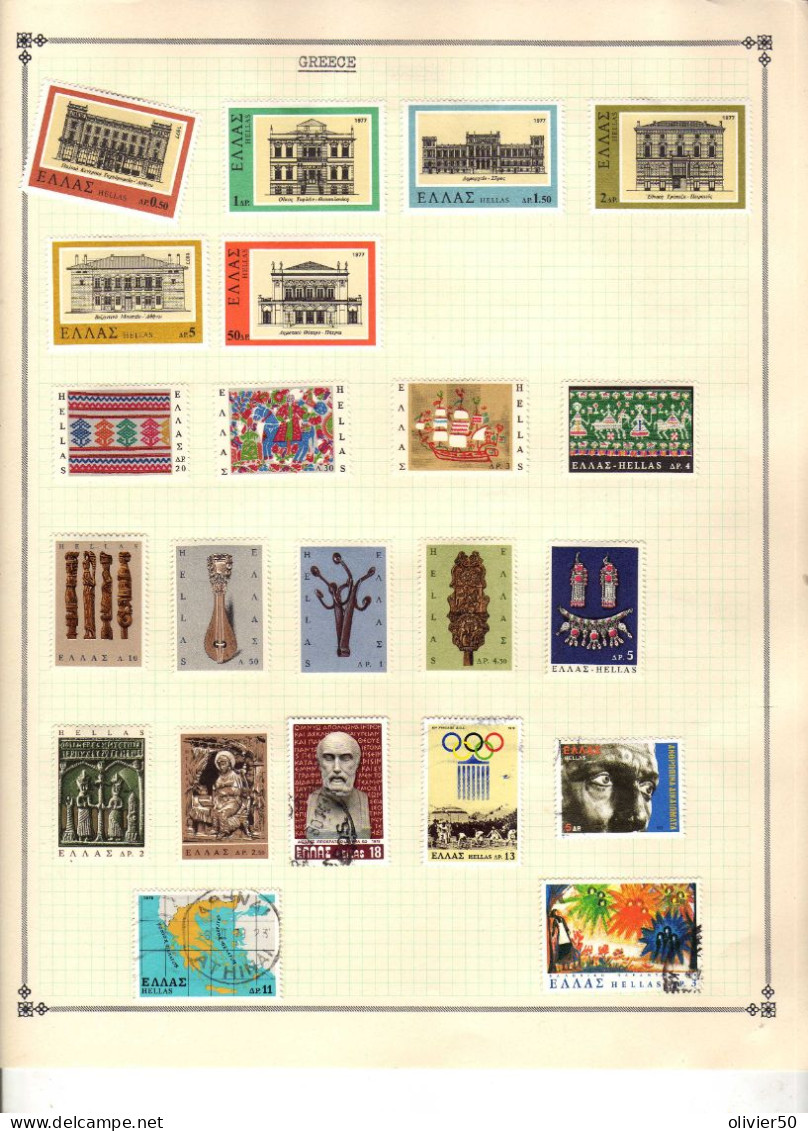 Grece -  Architecture - Art - Neufs* Et Obliteres - 2 Pages -  42 Timbres - Unused Stamps