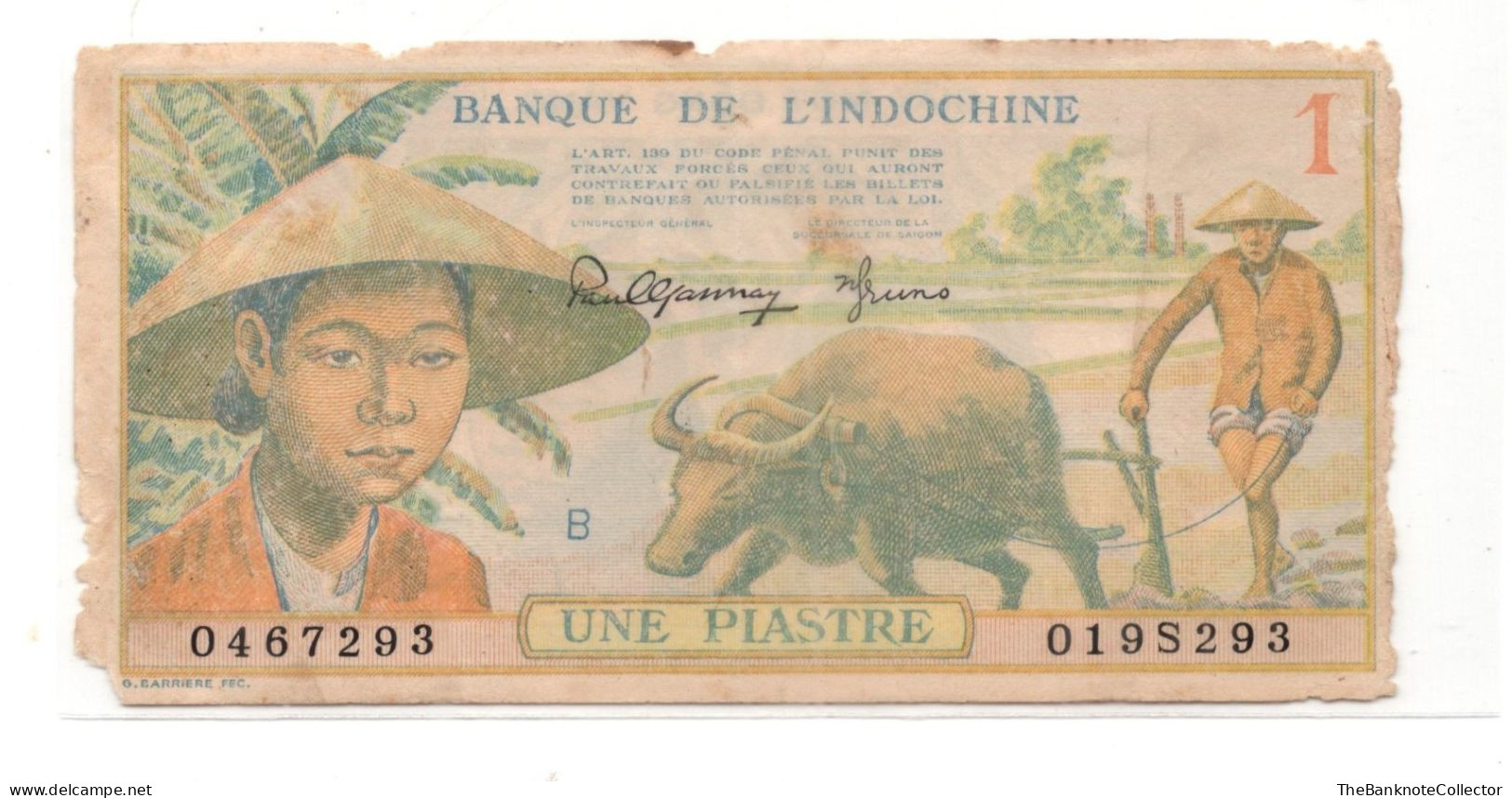 French Indochina 1 Piastre 1949-1951 P-74 Good Condition - Autres - Asie