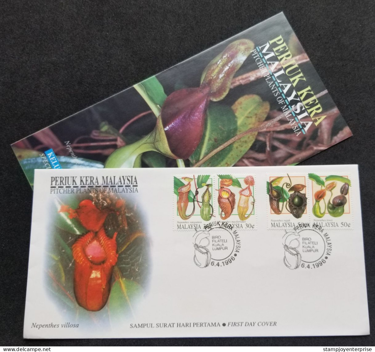 Malaysia Pitcher Plants 1996 Flower Flora Plant Tropical Flowers Carnival (stamp FDC) - Malesia (1964-...)