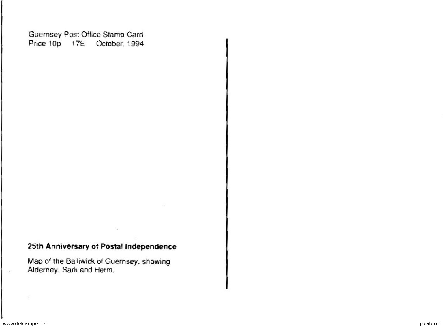 25th Postal Anniv 1994-Stampcard With "60p Stamp + Comm Handstamp"-Map Of Alderney,Guernsey, Herm & Sark- Ile Aurigny - Non Classés