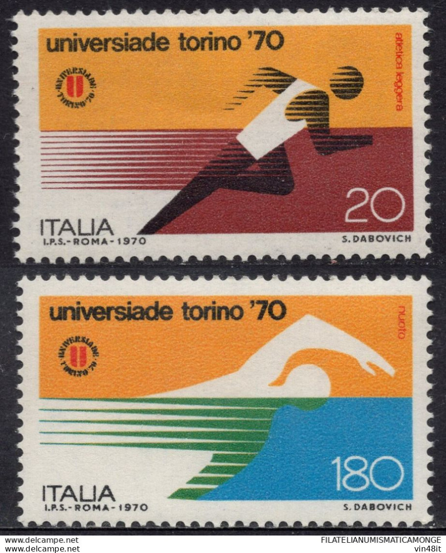 1970 - ITALIA REPUBBLICA -  UNIVERSIADI DI TORINO  - SERIE COMPLETA - 2 VALORI   - NUOVO - 1961-70: Ungebraucht