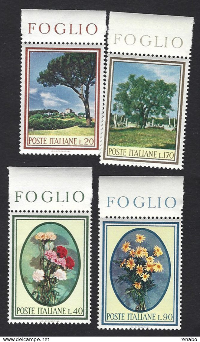 Italia, Italy, Italien, Italie 1966; Alberi E Fiori, Trees And Flowers: Pino, Olivo, Garofani, Margherite.Serie Completa - Arbres