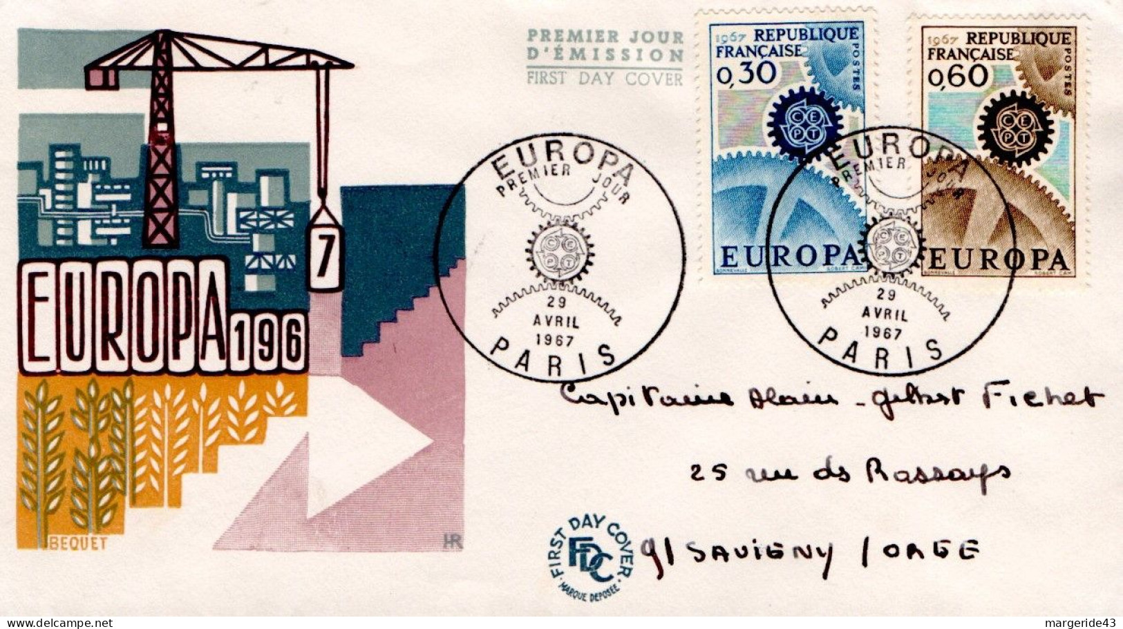 LETTRE FDC 1967 EUROPA - 1960-1969