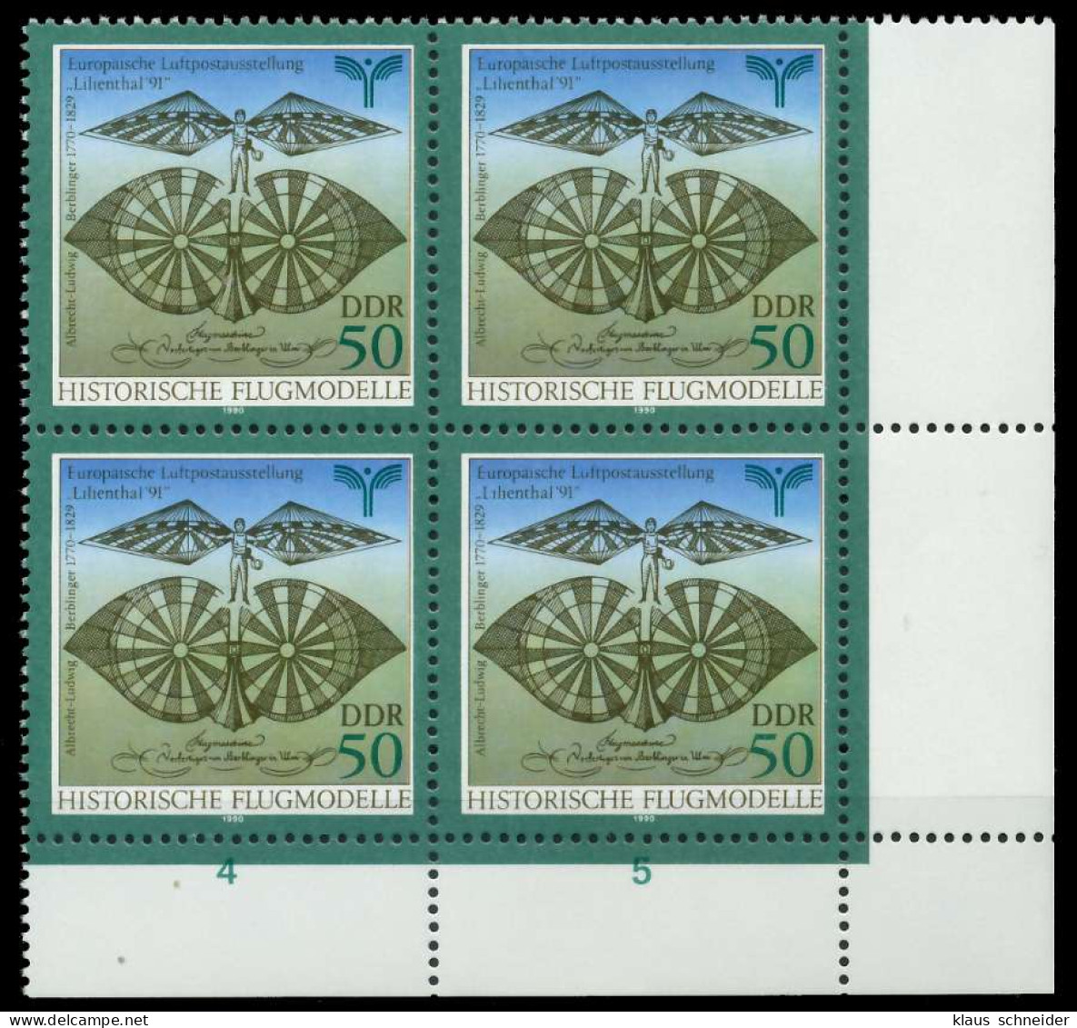 DDR 1990 Nr 3313 Postfrisch VIERERBLOCK ECKE-URE X034F26 - Unused Stamps