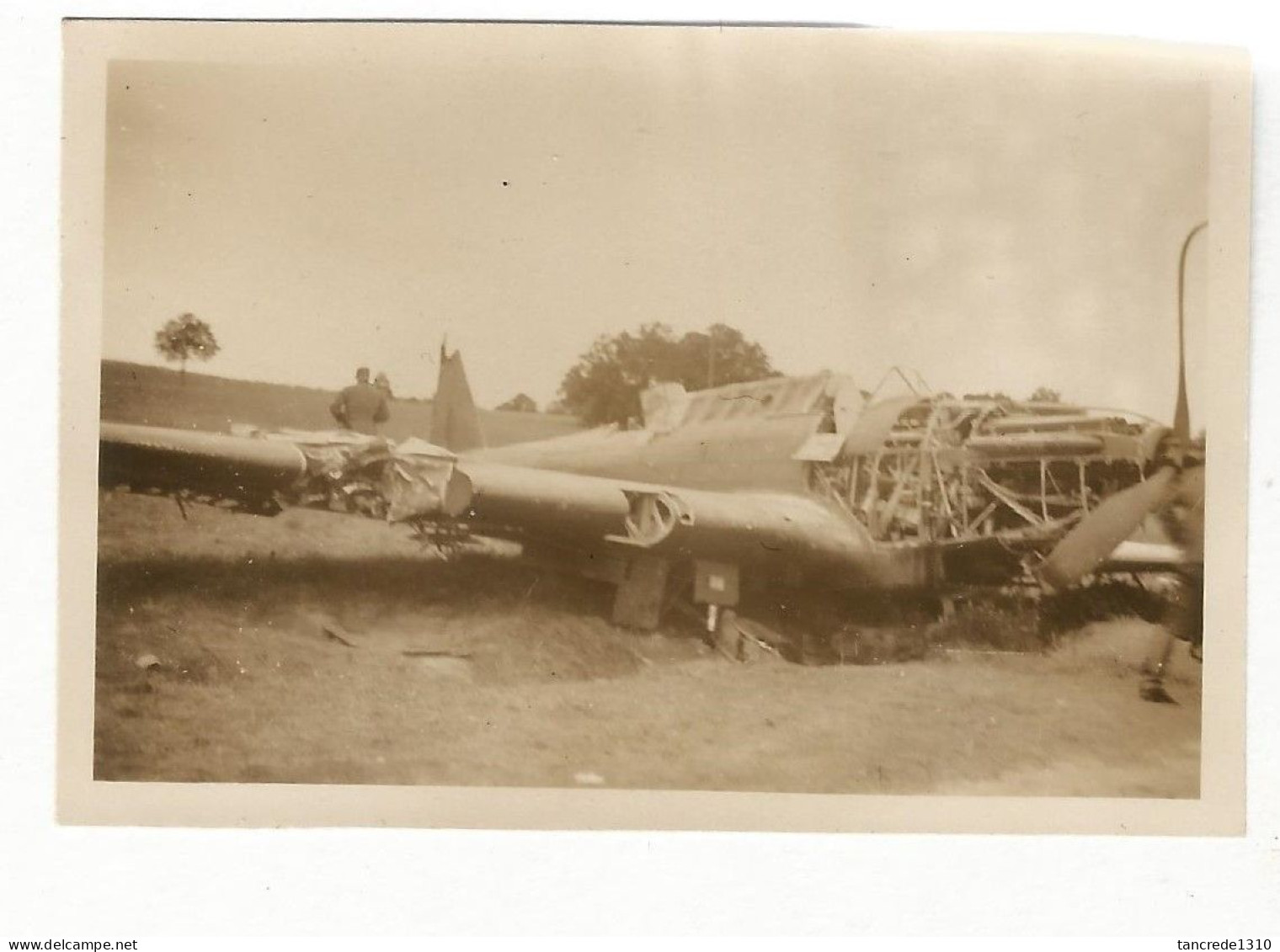 WW2 PHOTO ORIGINALE Soldat Allemand & Avion Airplane FAIREY BATTLE Suite Crash 1940 - 1939-45