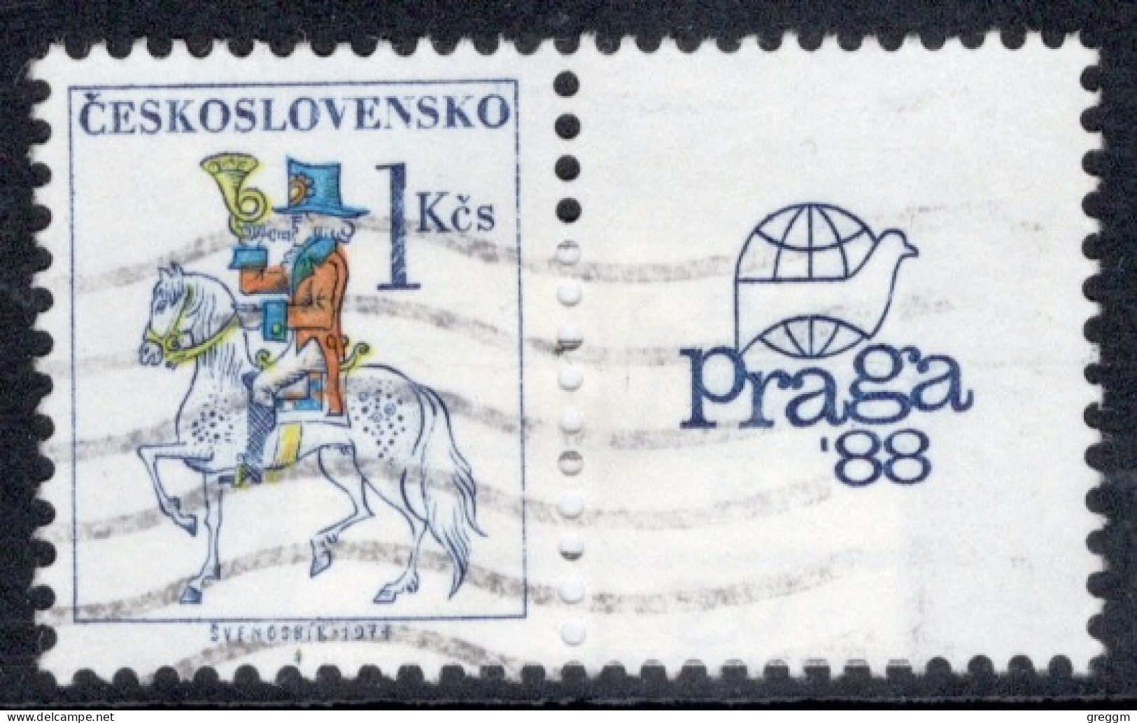 Czechoslovakia 1987 Single Stamp For Praga '88 International Stamp Exhibition In Fine Used - Usados