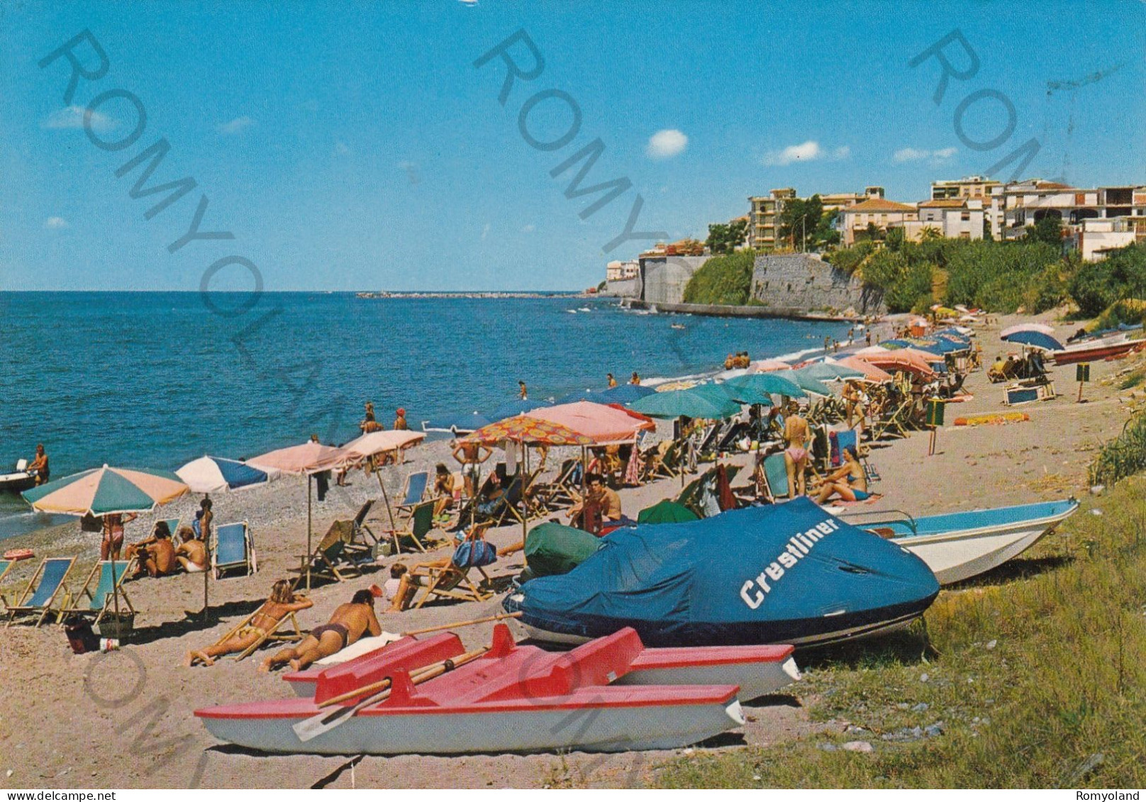 CARTOLINA  C8 DIAMANTE,COSENZA,CALABRIA-SPIAGGIA DI PONENTE-MARE,ESTATE,VACANZA,LUNGOMARE,BARCHE A VELA,VIAGGIATA 1975 - Parma