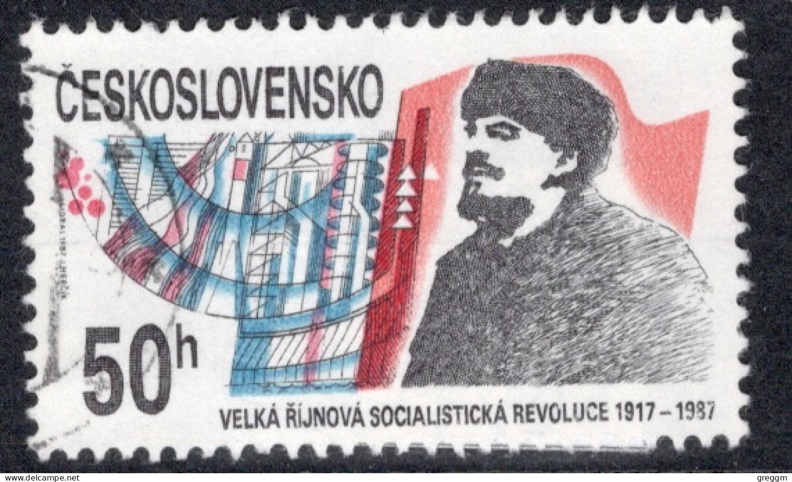 Czechoslovakia 1987 Single Stamp For 70th Anniversary Of Russian Revolution And 65th Anniversary Of USSR In Fine Used - Usados