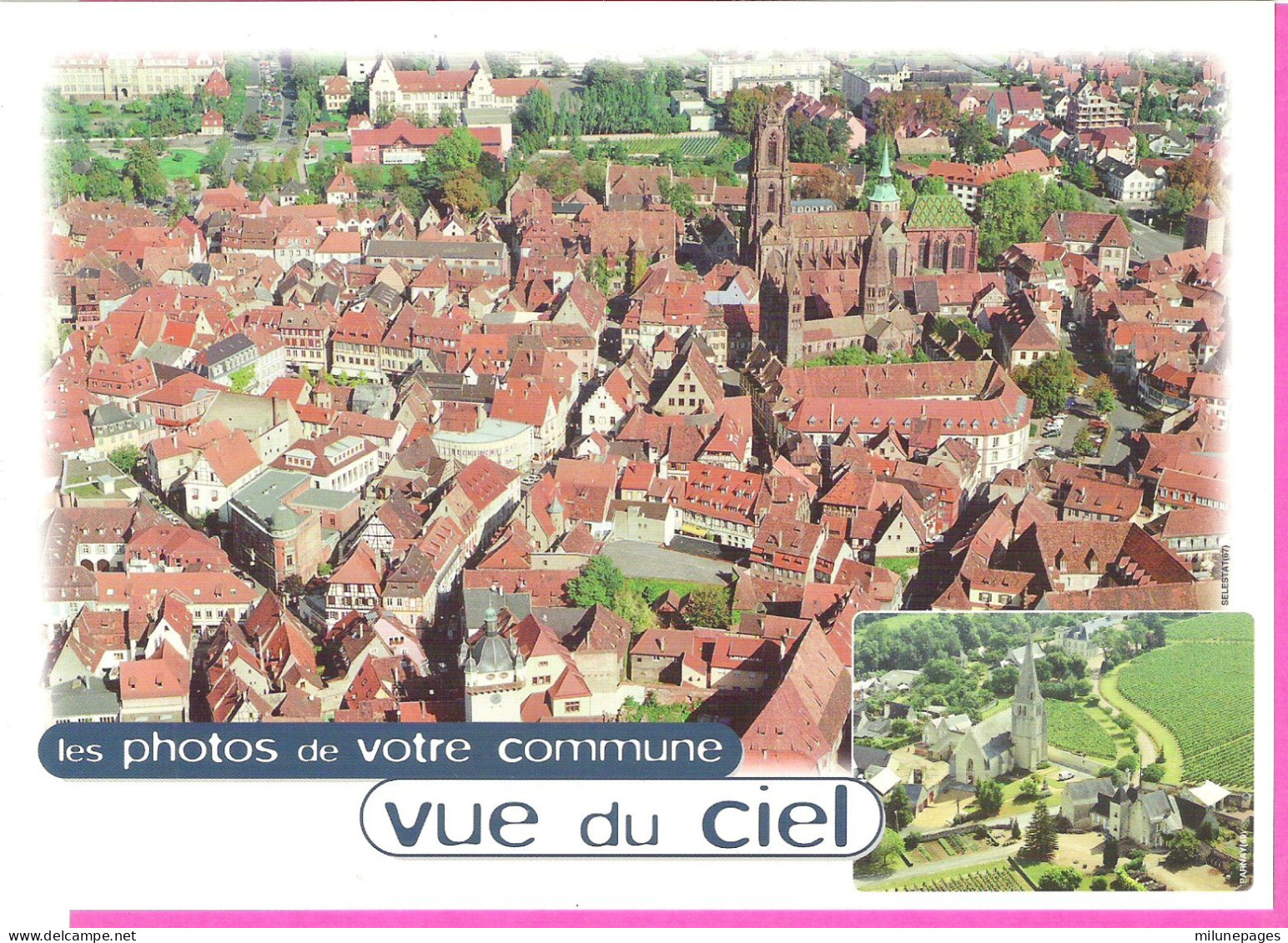 67 Bas Rhin Carte Géante Sélestat Vue Du Ciel Et Parnay (49) En Vignette Pour L'éditeur Europe Vue Du Ciel - Selestat