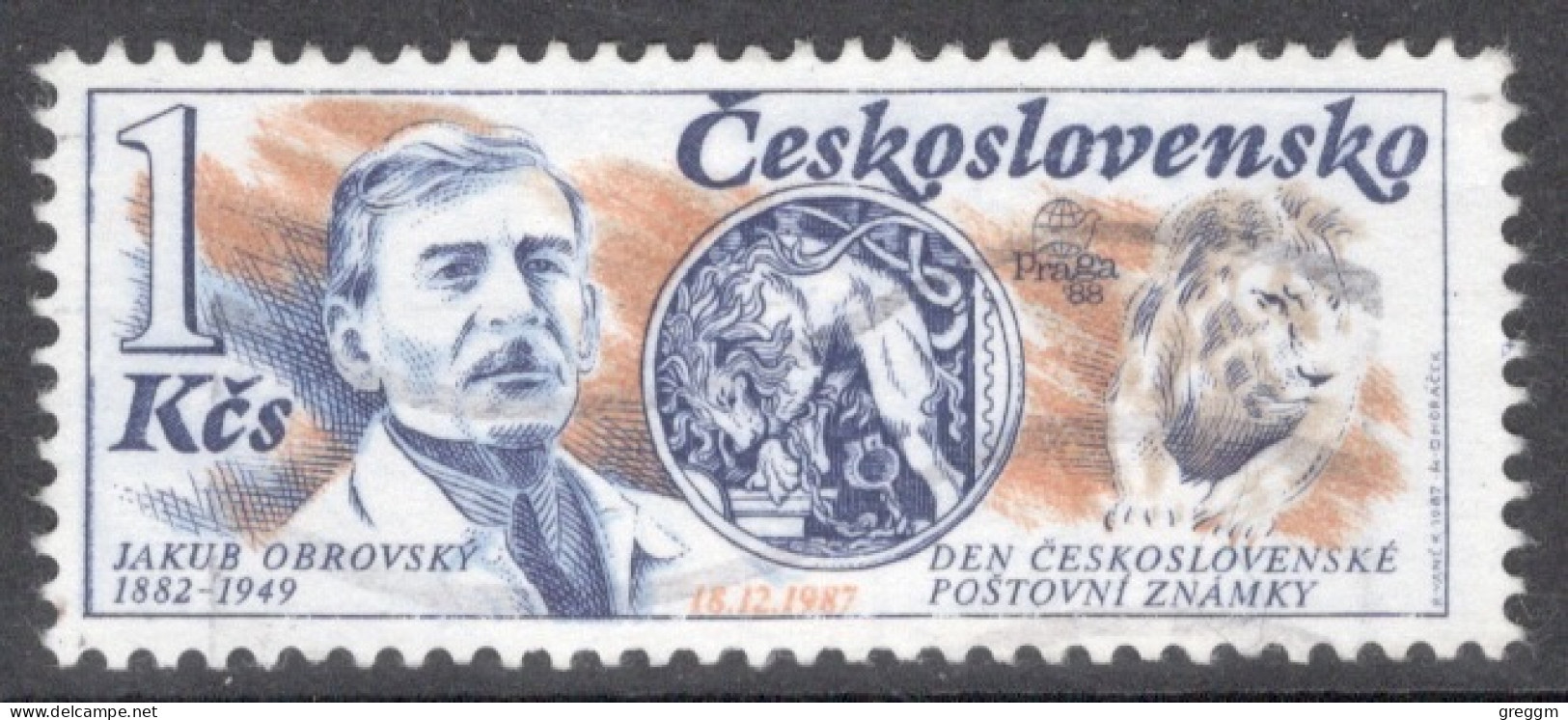 Czechoslovakia 1987 Single Stamp For The 105th Anniversary Of The Birth Of Jakub Obrovsky ,Stamp Designer In Fine Used - Usati