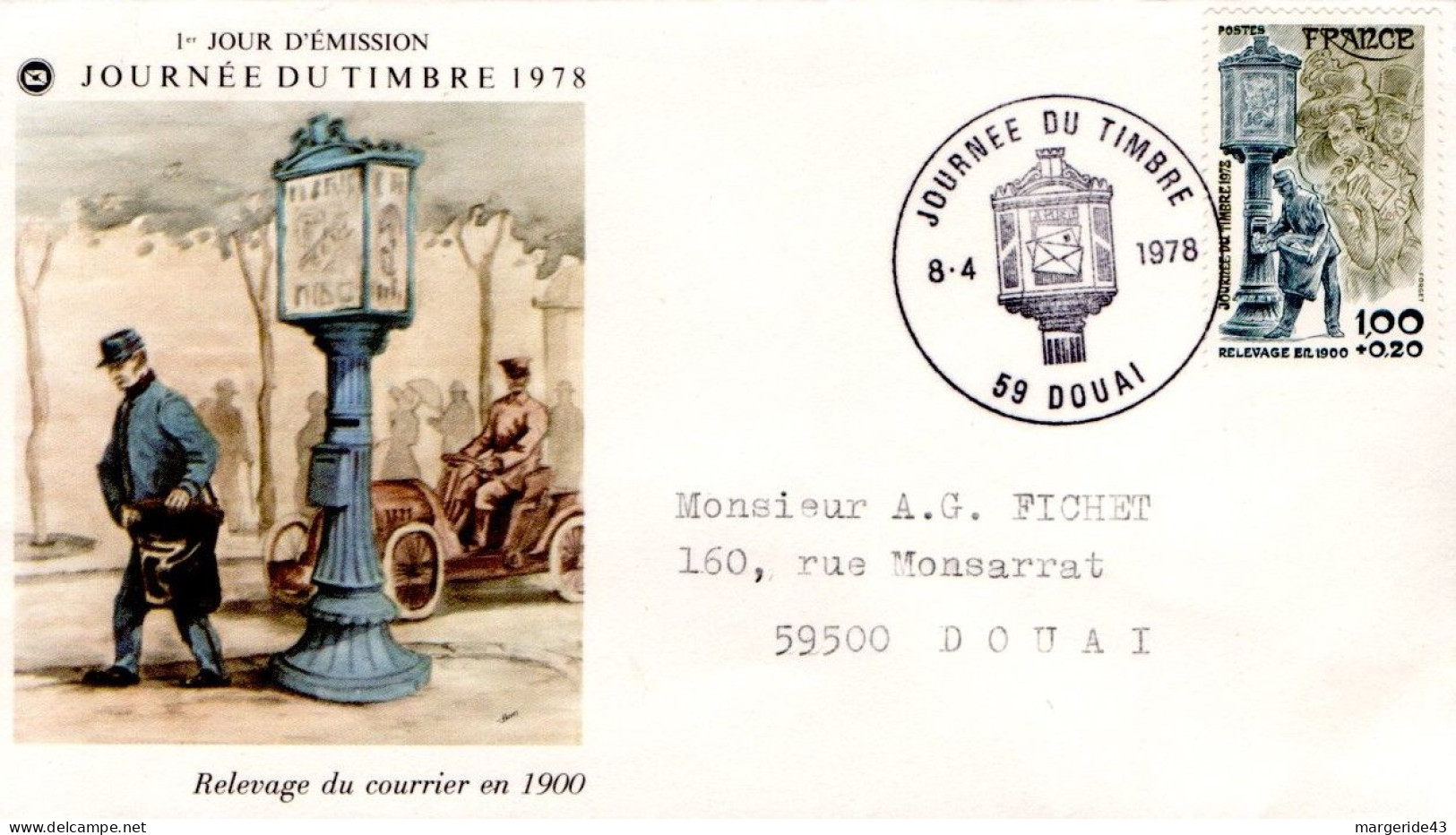 LETTRE FDC 1978 JOURNEE DU TIMBRE - DOUAI NORD - 1970-1979