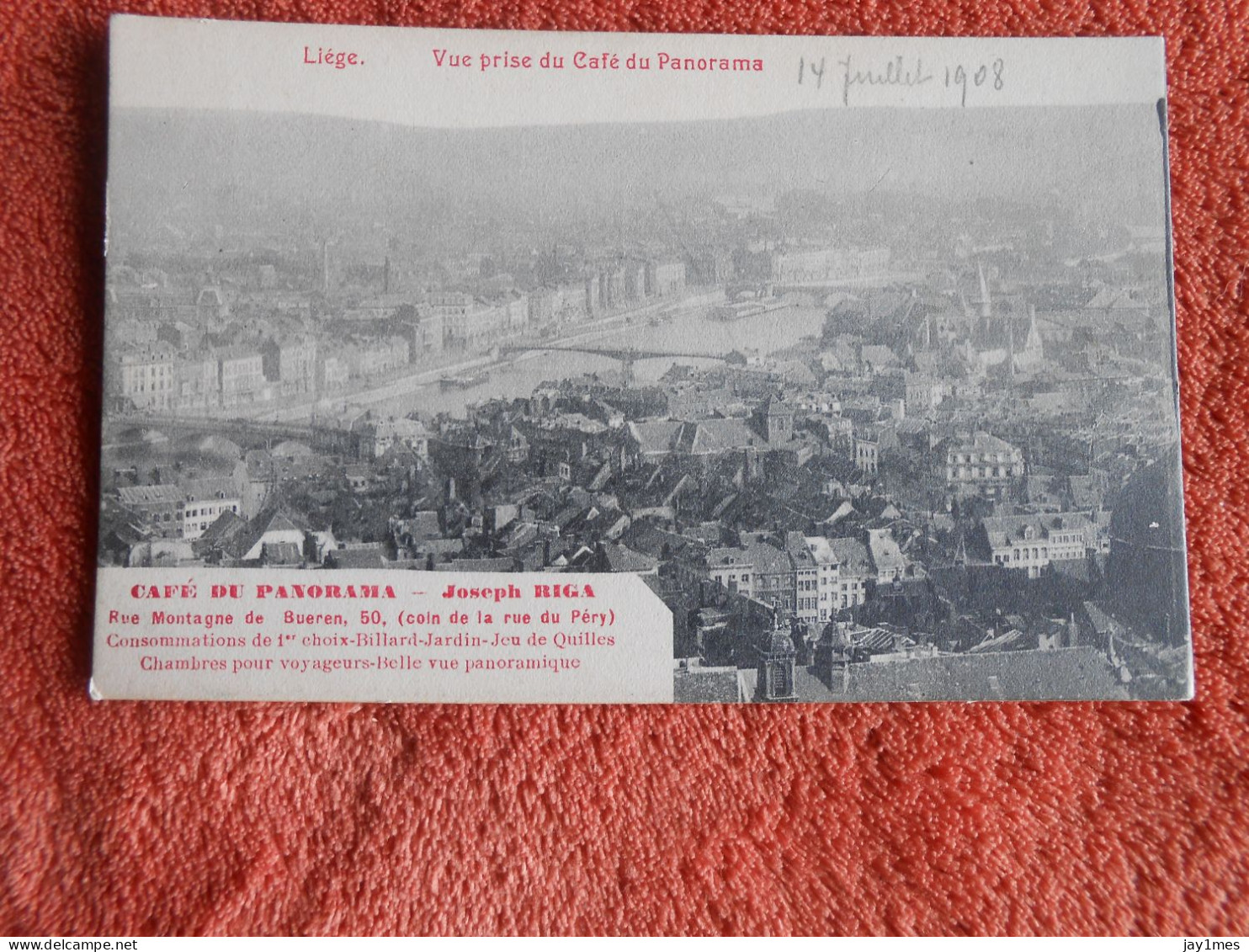 Cpa Liège Café Panorama Vue Joseph Riga Billard Jeu De Quilles - Liege