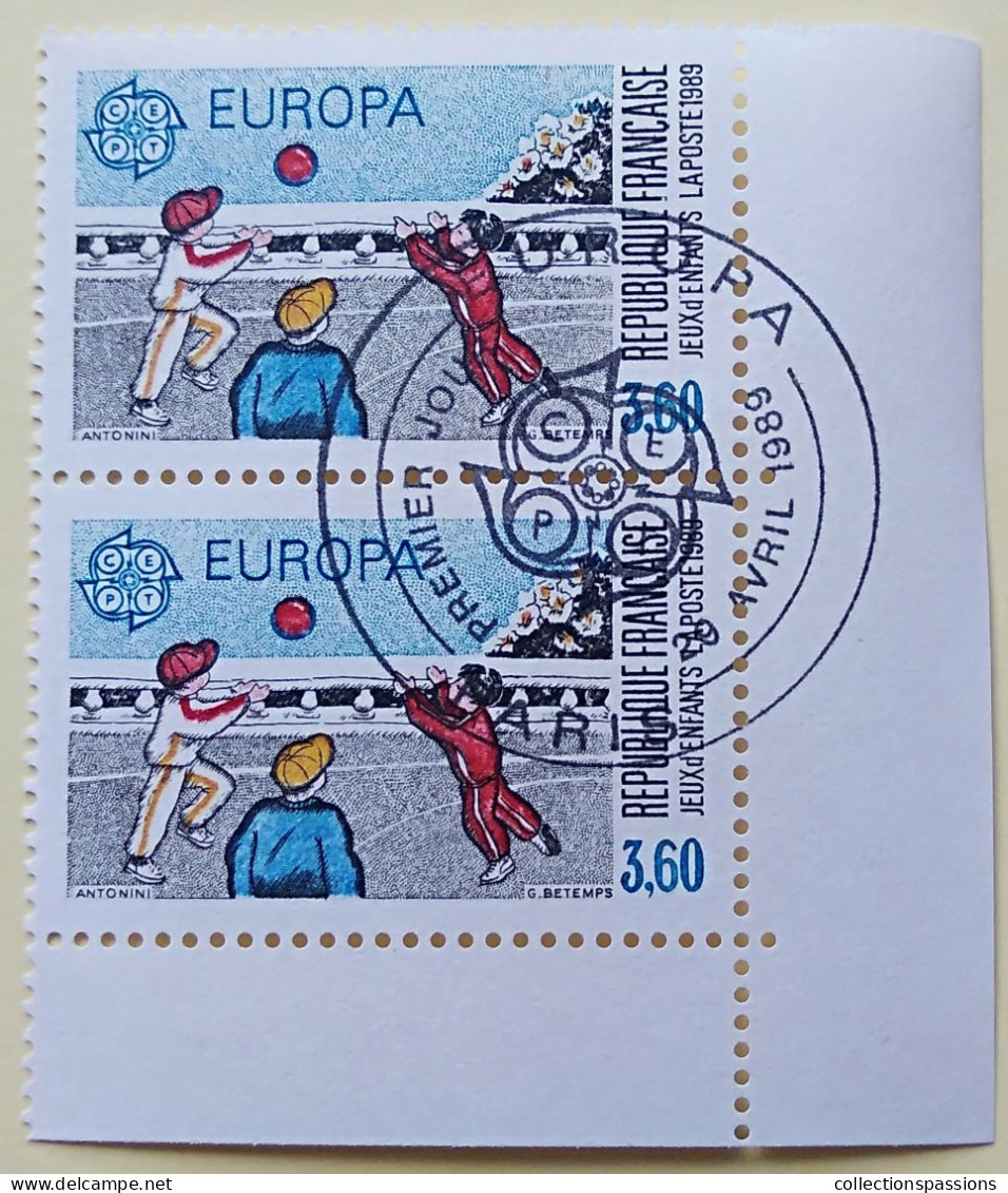 - N° 2585. Paire En Coin De Feuille. Europa.  Jeux D'enfants. Oblitéré Premier Jour - - Used Stamps