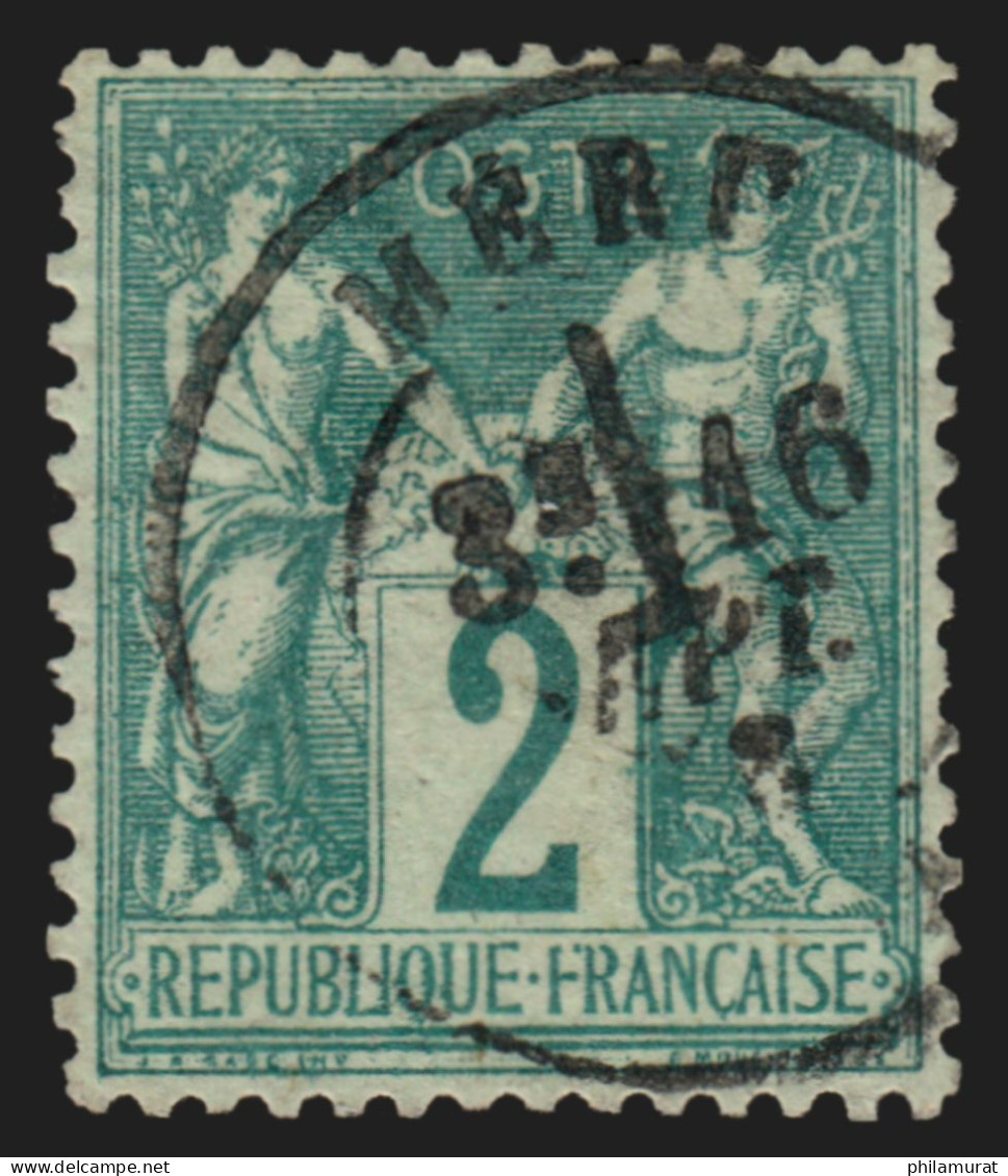 N°62, Sage 2c Vert, Type I (N Sous B), Oblitéré Càd - B/TB - 1876-1878 Sage (Type I)