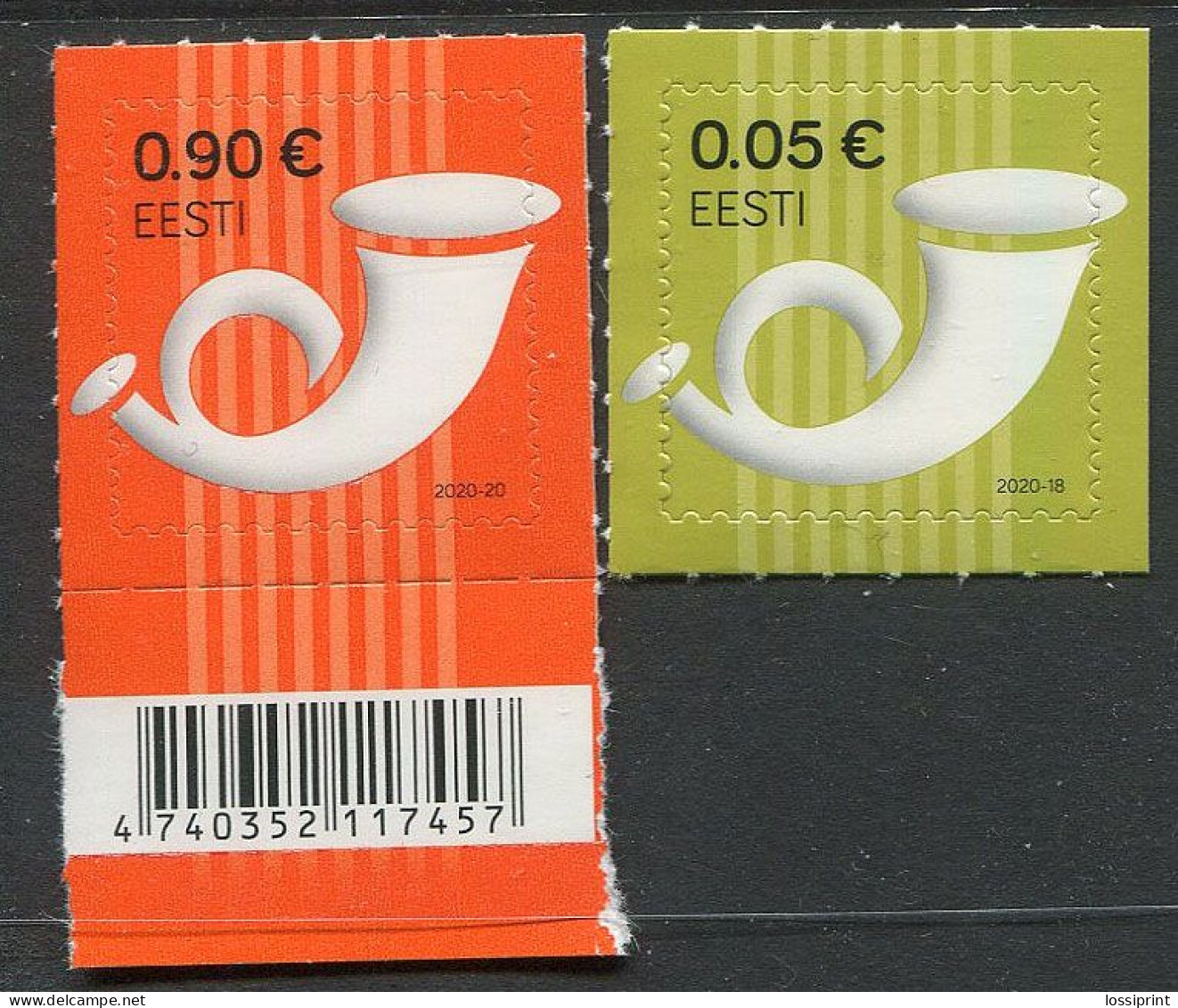 Estonia:Unused Stamps Postal Horns 0,90 And 0,05 Eur, 2020, MNH - Estonia