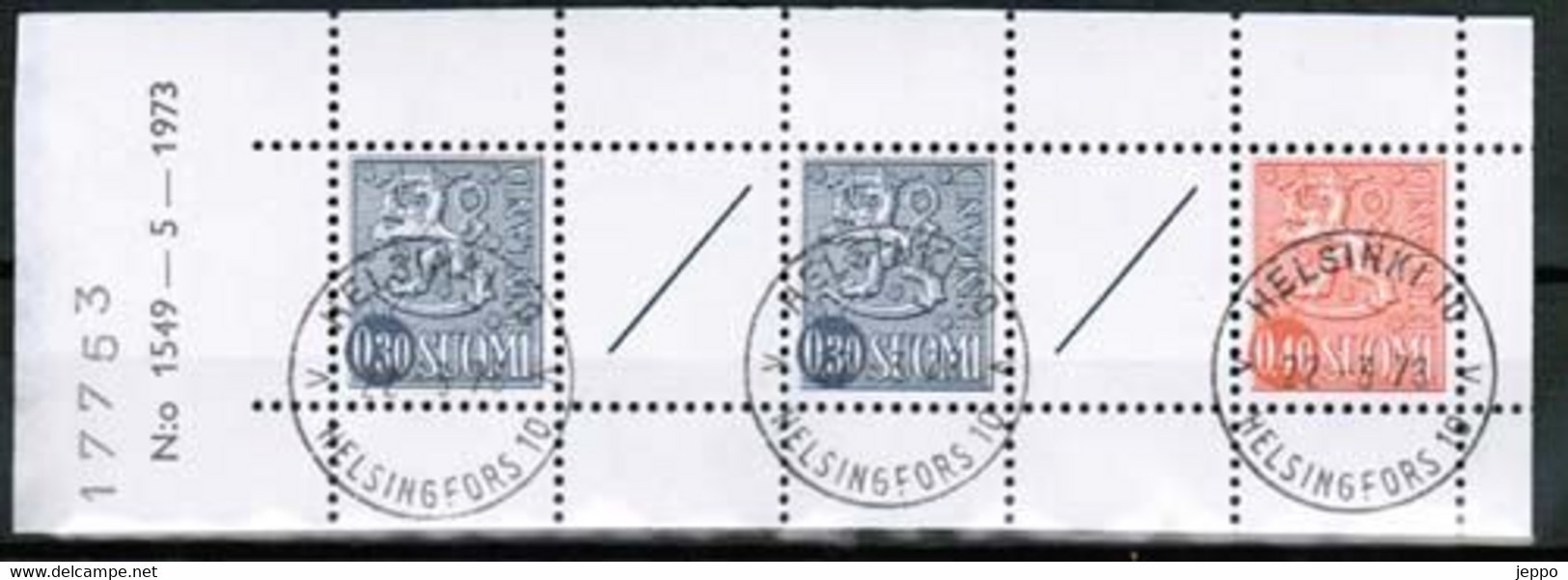 1974 Finland, Slot Machin Booklet Pane Facit HA 8 M 1549 Kn H Fine Used. - Postzegelboekjes