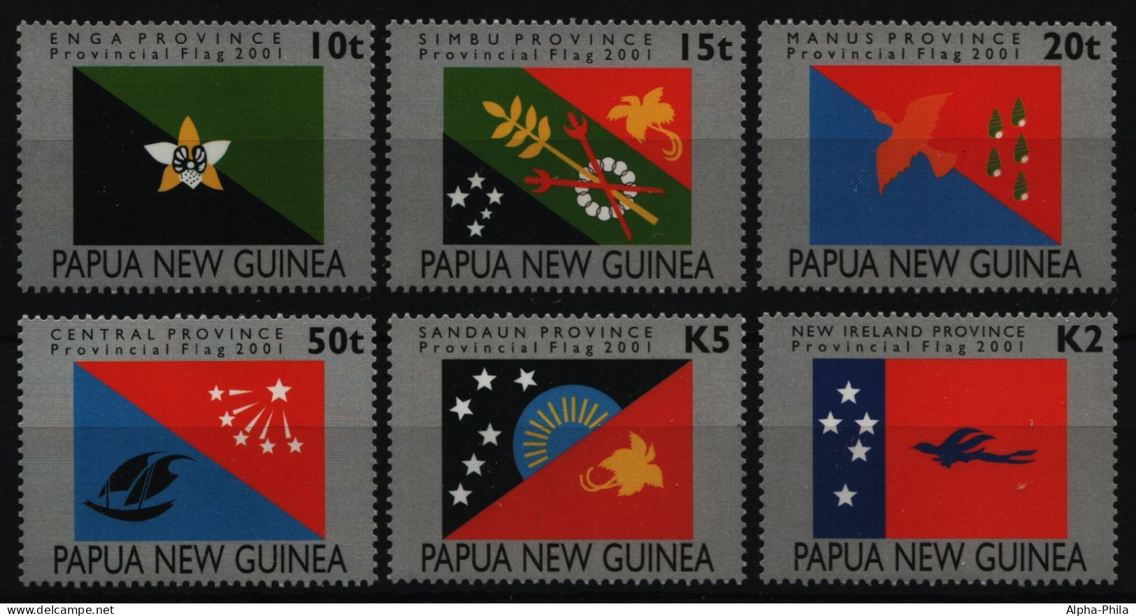 Papua-Neuguinea 2001 - Mi-Nr. 910-915 ** - MNH - Flaggen / Flags - Papua New Guinea