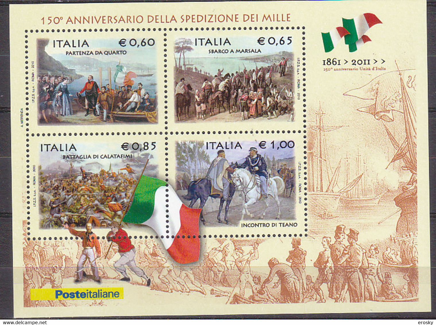 A1488 - ITALIA BF Unificato N°54 ** GARIBALDI - Blocks & Sheetlets