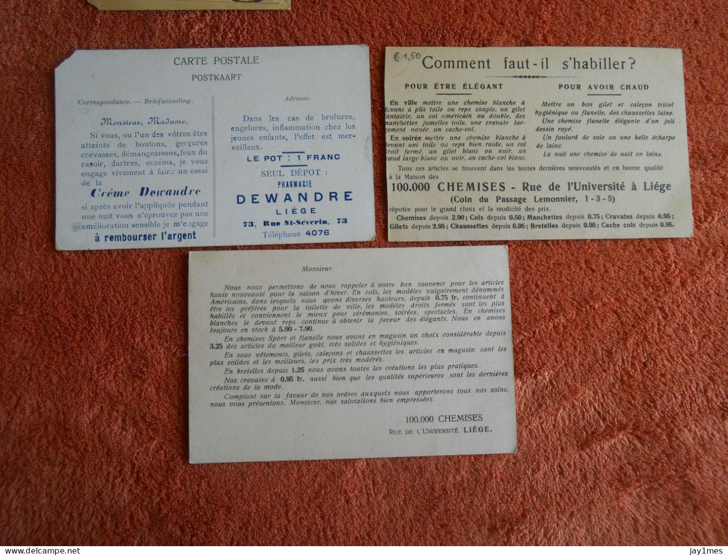 7 Publicités De Commerce Sur Carte Postales - Lüttich