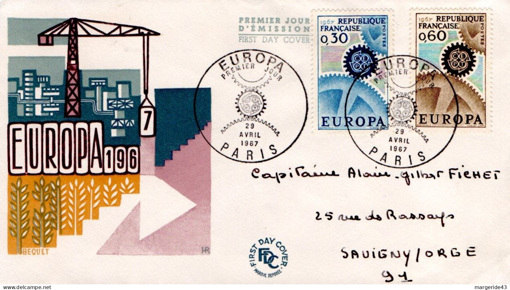 LETTRE FDC 1967 EUROPA - 1960-1969