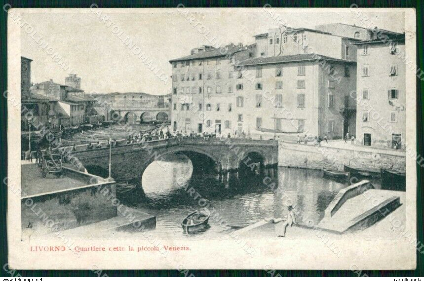 Livorno Città Quartiere Piccola Venezia Barca Cartolina RT3001 - Livorno