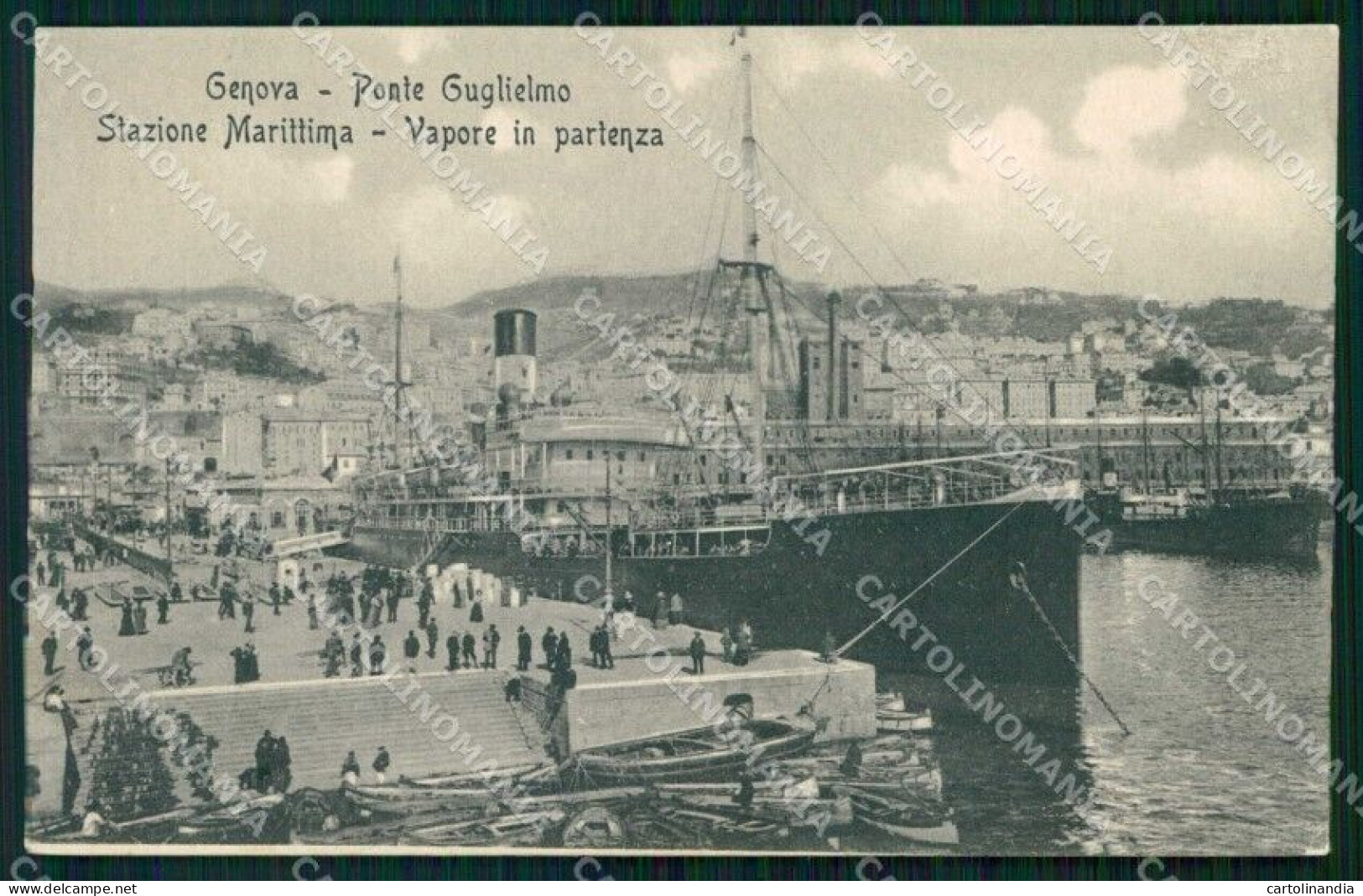 Genova Città Ponte Guglielmo Vapore In Partenza Cartolina RT3105 - Genova