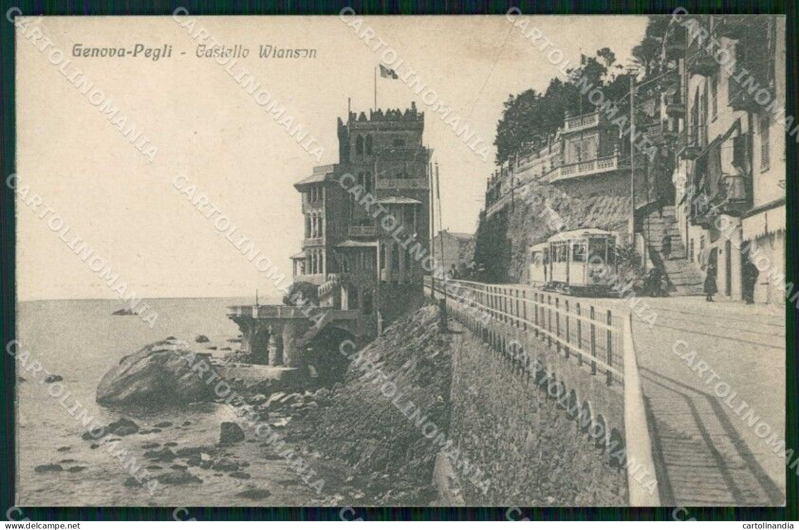 Genova Città Pegli Castello Wianson Tram Cartolina RT3108 - Genova